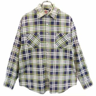 ディッキーズ Dickies チェック柄 長袖 プリントネルシャツ メンズL /eaa346824