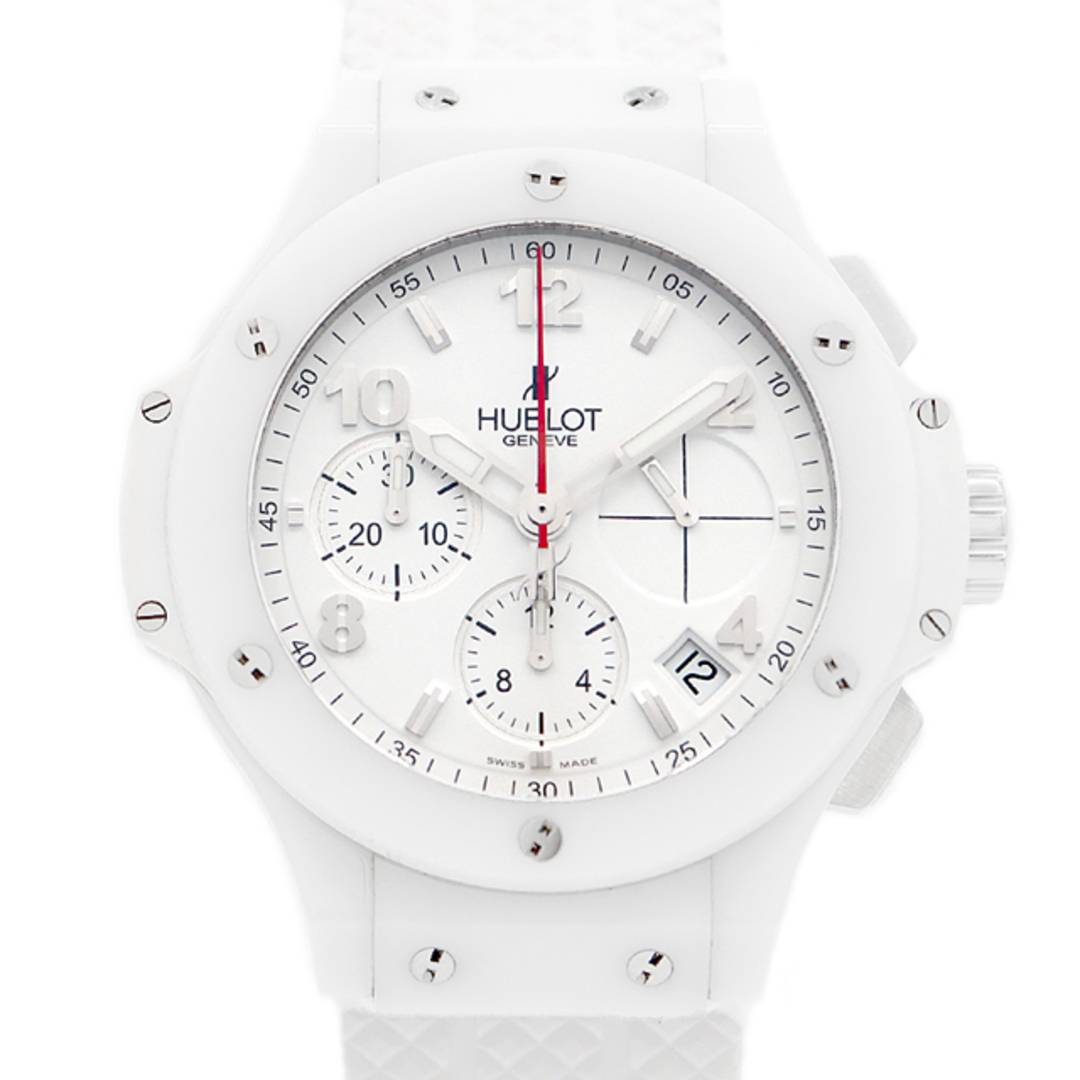 内部点検済 ベルト交換済 HUBLOT ウブロ ビッグバン アスペン クロノグラフ 341.CH.230.RW 41mm デイト 白 ホワイト SS ステンレス CE セラミック 純正ベルト 純正尾錠 メンズ 自動巻き ビックバン【6ヶ月保証】【腕時計】【中古】 | フリマアプリ ラクマ
