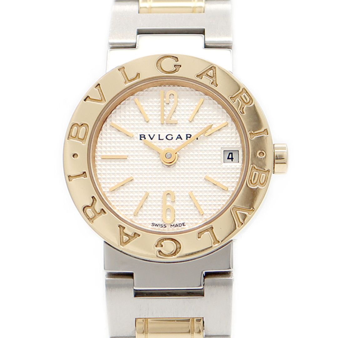 電池交換済 BVLGARI ブルガリ ブルガリブルガリ BB23SG デイト 白 ホワイト K18YG イエローゴールド SS ステンレス コンビ レディース クォーツ【6ヶ月保証】【腕時計】