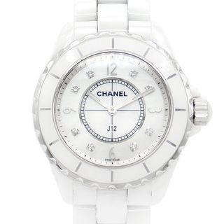 シャネル(CHANEL)の電池交換済 CHANEL シャネル J12 38mm H2423 200m防水 純正8Pダイヤモンド 白 ホワイト シェル セラミック SS ステンレス メンズ クォーツ【6ヶ月保証】【腕時計】【中古】(腕時計(アナログ))