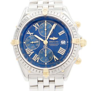 ブライトリング(BREITLING)のBREITLING ブライトリング クロスウィンド クロノグラフ ビコロ B13355 レーシング デイト 100m防水 紺 青 ネイビー ブルー SS ステンレス YGP イエローゴールド コンビ メンズ 自動巻き【6ヶ月保証】【腕時計】【中古】(腕時計(アナログ))