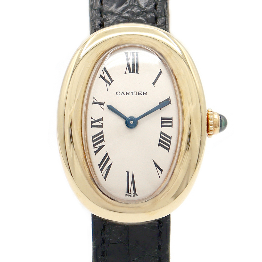 電池交換済 Cartier カルティエ ベニュワール W1506056 白 ホワイト アイボリー K18YG イエローゴールド 金無垢 純正ベルト レディース クォーツ【6ヶ月保証】【腕時計】