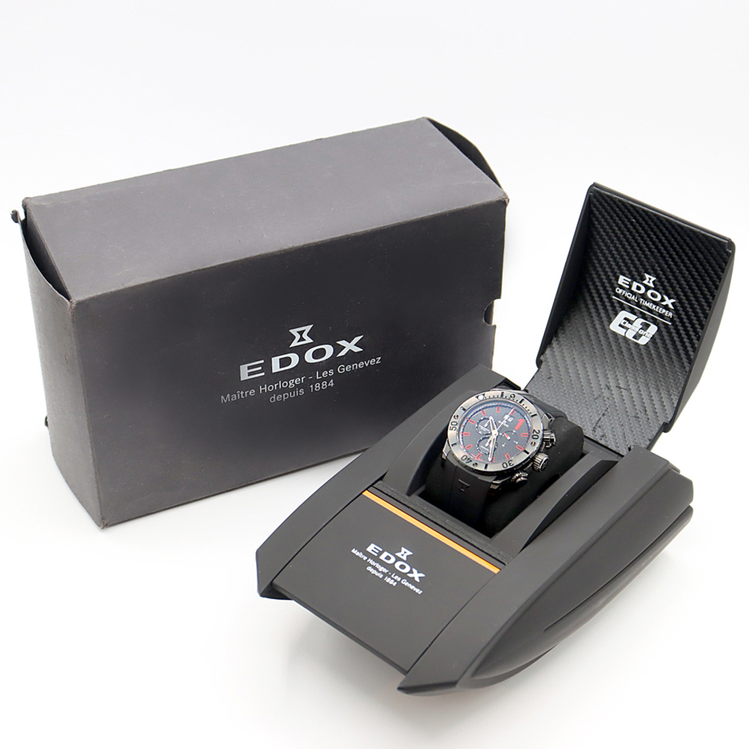 EDOX(エドックス)の電池交換済 EDOX エドックス クラスワン クロノオフショア ビッグデイト クロノグラフ 10020-37N-NRO 黒 ブラック 純正ラバーベルト SS ステンレス メンズ クォーツ【腕時計】【中古】 7577694 メンズの時計(腕時計(アナログ))の商品写真