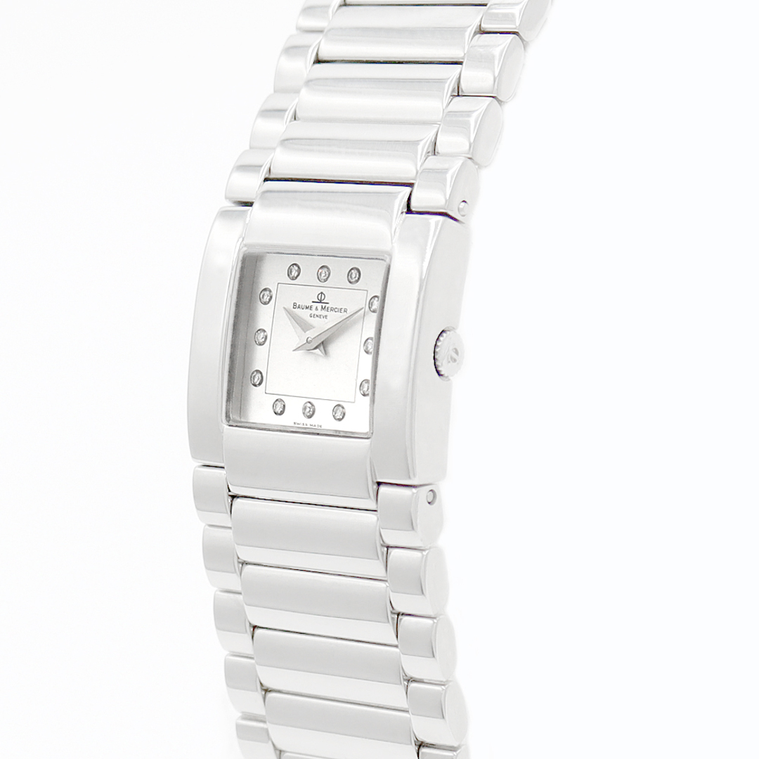 電池交換済 BAUME&MERCIER ボーム&メルシェ キャットウォーク MV045219 純正ダイヤモンド 12Pダイヤ シルバー SS ステンレス レディース クォーツ【6ヶ月保証】【腕時計】【中古】