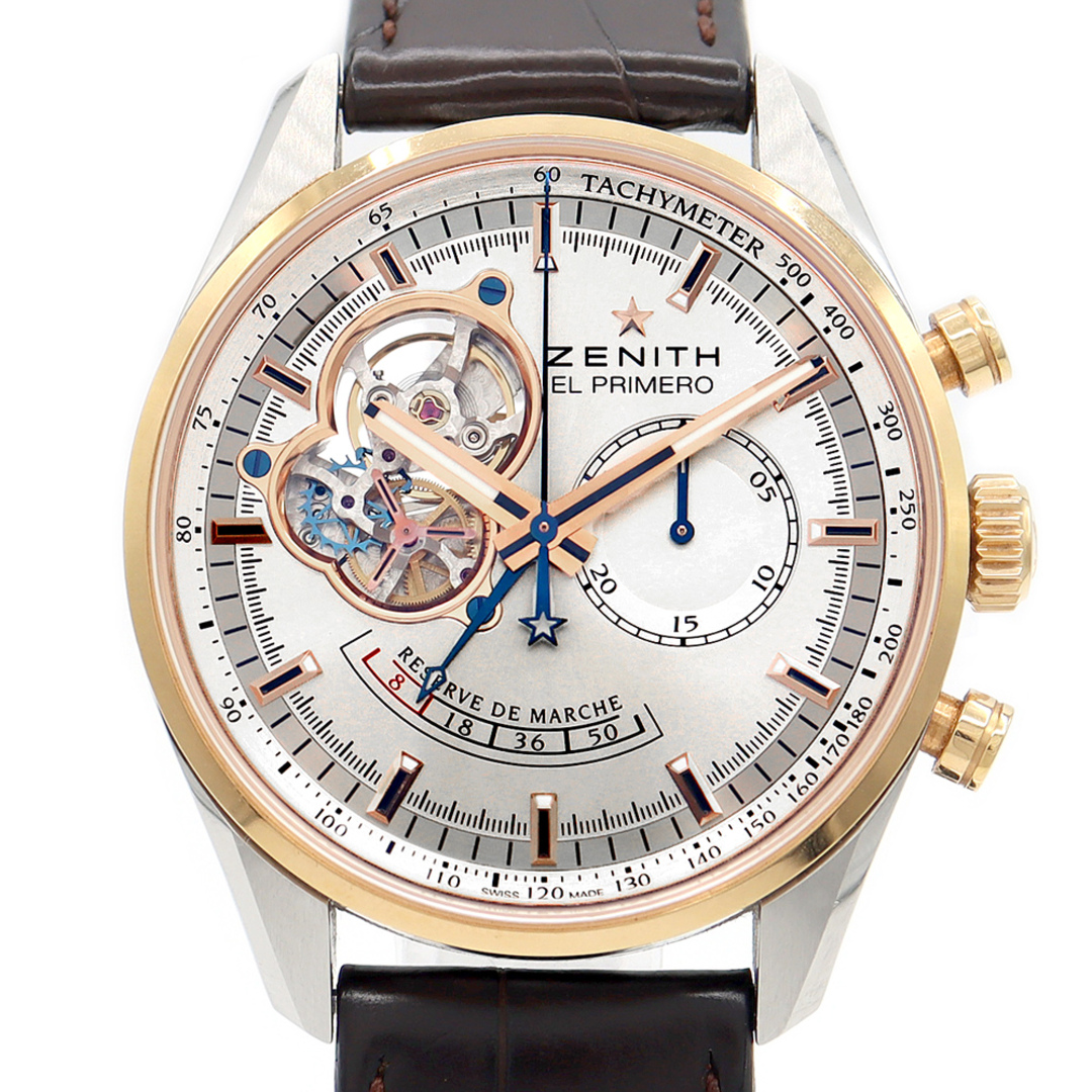 ZENITH ゼニス エルプリメロ クロノマスターオープン パワーリザーブ クロノグラフ 51.2080.4021/01.C494 100m防水 シルバー PG SS ピンクゴールド ステンレス コンビ 純正ベルト 純正尾錠 メンズ 自動巻き【6ヶ月保証】【腕時計】