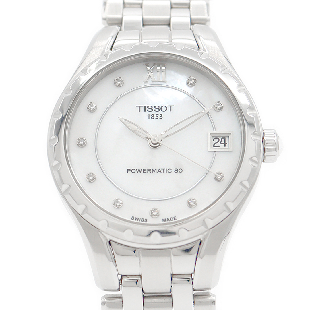 内部点検済 TISSOT ティソ パワーマティック80 T072.207.11.116.00 デイト 50m防水 裏スケルトン 10Pダイヤ 純正ダイヤモンド 白 ホワイト シェル SS ステンレス レディース 自動巻き【6ヶ月保証】【腕時計】ほとんど使用感の無い商品