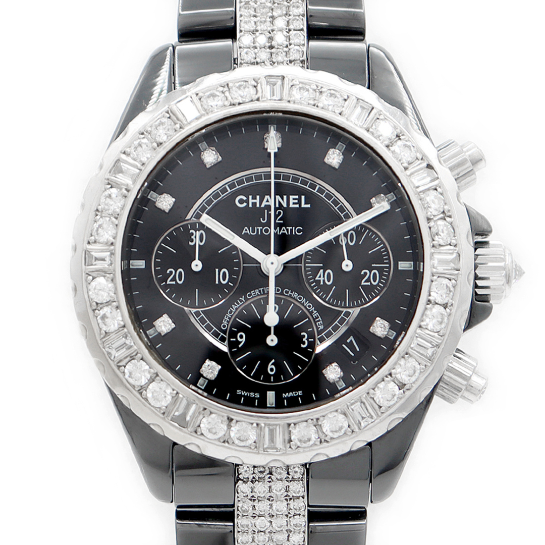CHANEL シャネル J12 クロノグラフ 41mm デイト 9Pダイヤモンド バケット ダイヤベゼル ダイヤブレス 黒 ブラック CE セラミック SS ステンレス アフターダイヤモンド メンズ 自動巻き 【6ヶ月保証】【腕時計】【中古】 | フリマアプリ ラクマ CHANEL シャネル J12 クロノグラフ 41mm デイト 9Pダイヤモンド バケット ダイヤベゼル ダイヤブレス 黒 ブラック CE セラミック SS ステンレス アフターダイヤモンド メンズ 自動巻き 【6ヶ月保証】【腕時計】【中古】 | フリマアプリ ラクマ