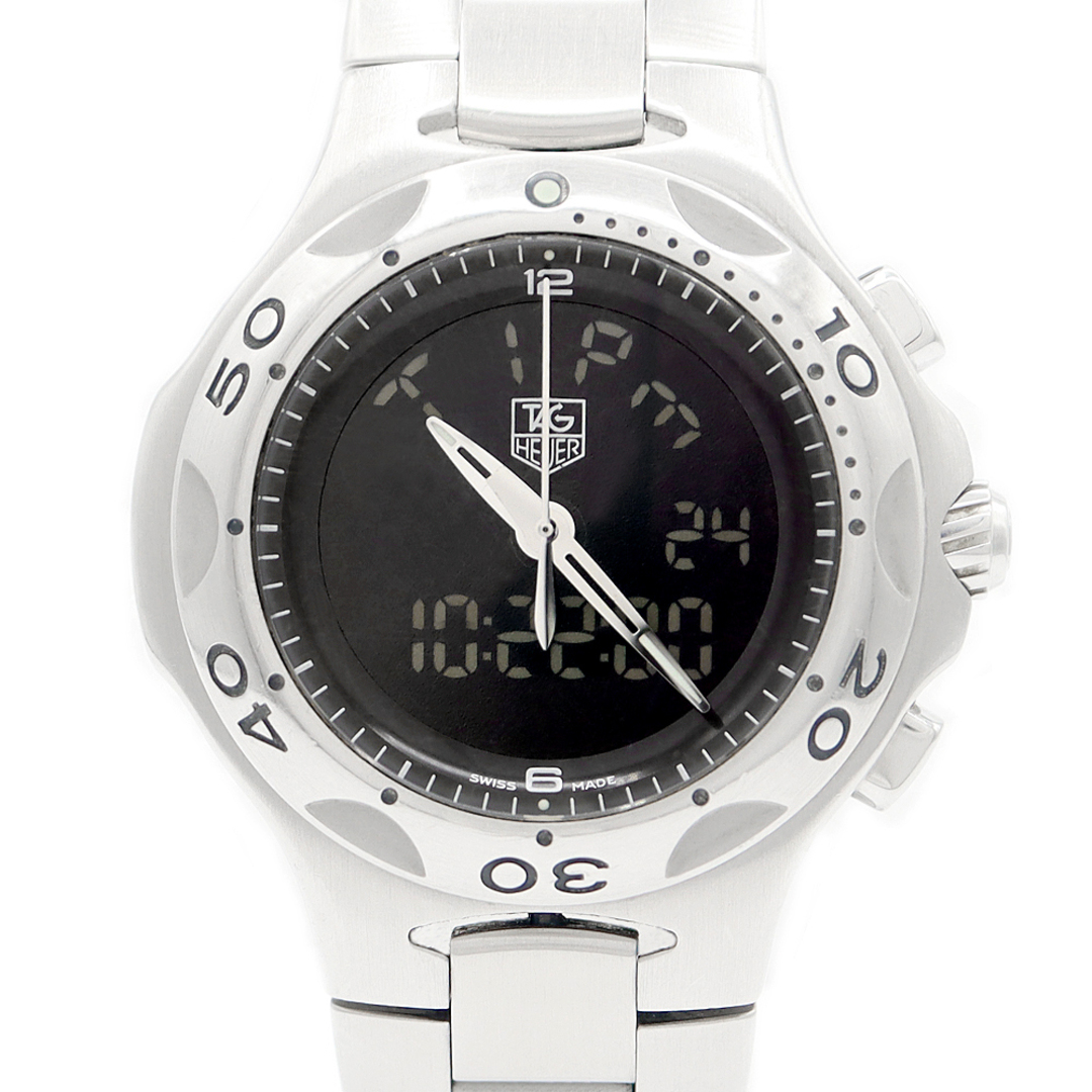 TAG Heuer - 電池交換済 TAG Heuer タグホイヤー キリウム フォーミュラ1 クロノグラフ CL111A GMT アラーム 200m防水 ブラック SS ステンレス メンズ デジアナ クォーツ【6ヶ月保証】【腕時計】【中古】