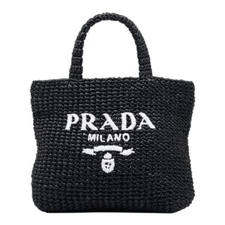 お値引き不可！国内正規品 PRADA プラダ ラフィアトートバッグ ネイビー