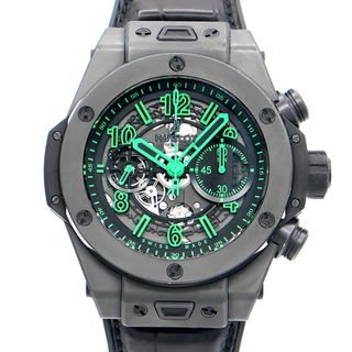 HUBLOT ウブロ ウニコ オールブラック グリーン クロノグラフ 411.CI.1190.LR.ABG14 ブティック限定100本 黒 ブラック スケルトン TI チタン CE セラミック 純正ベルト 純正尾錠 メンズ 自動巻き【6ヶ月保証】【腕時計】