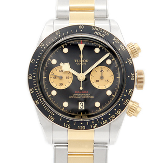 チュードル(Tudor)の内部点検済 TUDOR チュードル チューダー ブラックベイ クロノ S&G M79363N-0001 デイト 200m防水 黒 ブラック シャンパン YG イエローゴールド SS ステンレス コンビ メンズ 自動巻き【6ヶ月保証】【腕時計】【中古】(腕時計(アナログ))