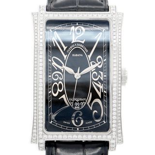 フランクミュラー(FRANCK MULLER)の内部点検済 CUERVO Y SOBRINOS クエルボ・イ・ソブリノス プロミネンテ A1012 デイト ダイヤモンドベゼル 黒 ブラック ギョーシェ SS ステンレス 純正ベルト 純正尾錠 自動巻き メンズ【6ヶ月保証】【腕時計】【中古】(腕時計(アナログ))