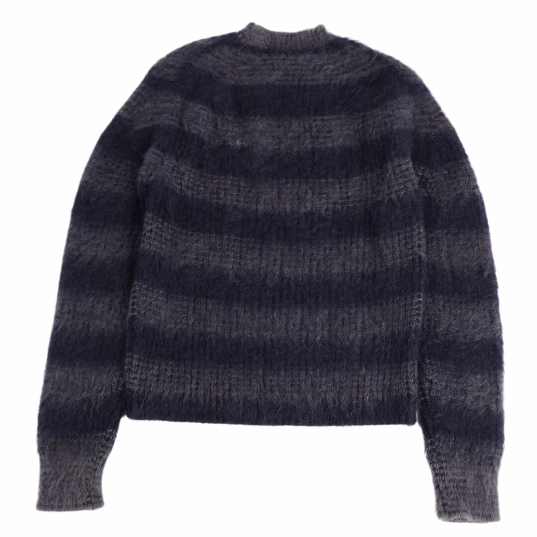 極美品 ジルサンダー JIL SANDER ニット セーター ロングスリーブ ボーダー柄 モヘヤ トップス メンズ 44(XS相当) グレー/ネイビー