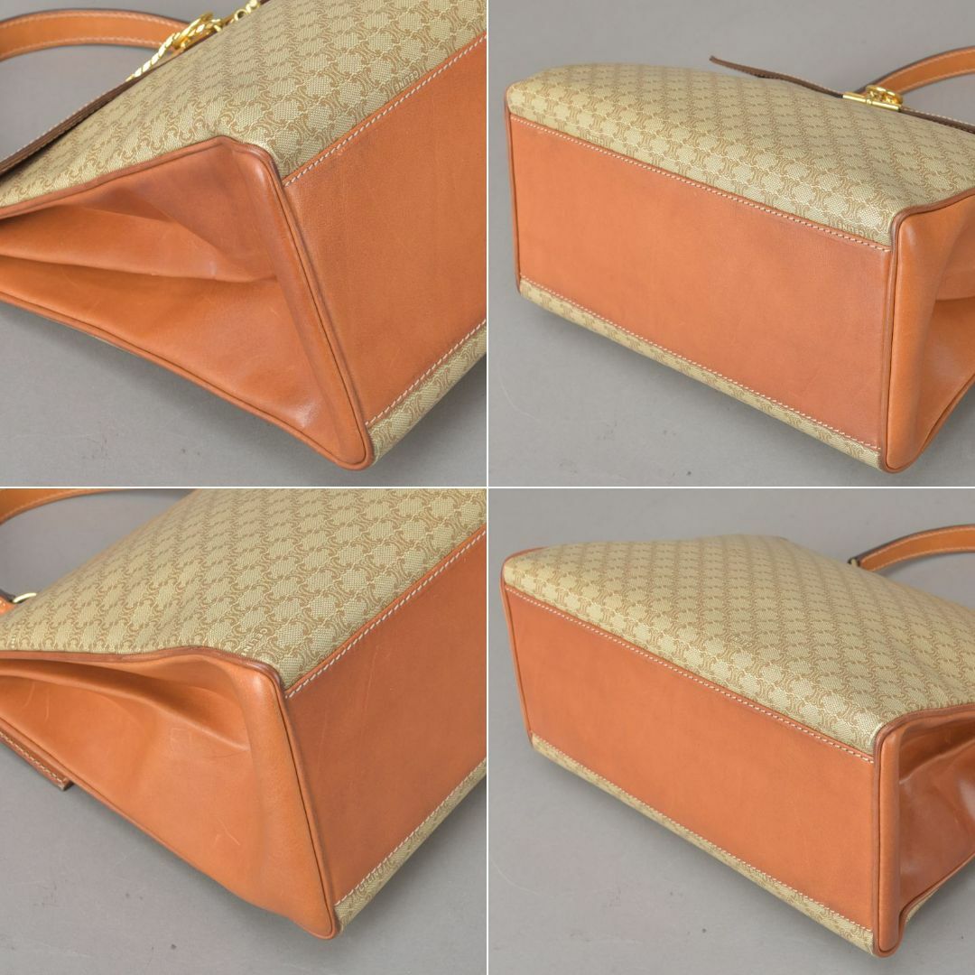 美品 CELINE セリーヌ マカダム ハンドバッグ リング金具 PVC レザー
