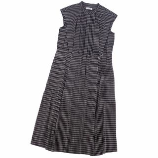 マッキントッシュ(MACKINTOSH)の美品 マッキントッシュ MACKINTOSH ワンピース ノースリーブ チェック トップス レディース 44(XL相当) ブラック/ホワイト(ひざ丈ワンピース)