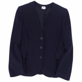 アルマーニ コレツィオーニ(ARMANI COLLEZIONI)の美品 アルマーニ コレッツォーニ ARMANI COLLEZIONI ジャケット ノーカラー 無地 アウター レディース 42(L相当) ネイビー(その他)