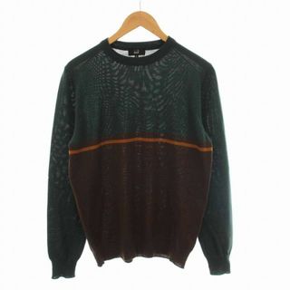 【美品】dunhill 総柄 カシミヤ ニット ストライプ メンズMネイビー