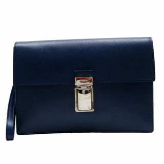 プラダ(PRADA)のプラダ PRADA セカンドバッグ レザー ネイビー メンズ VR0049 送料無料【中古】 g3830a(セカンドバッグ/クラッチバッグ)