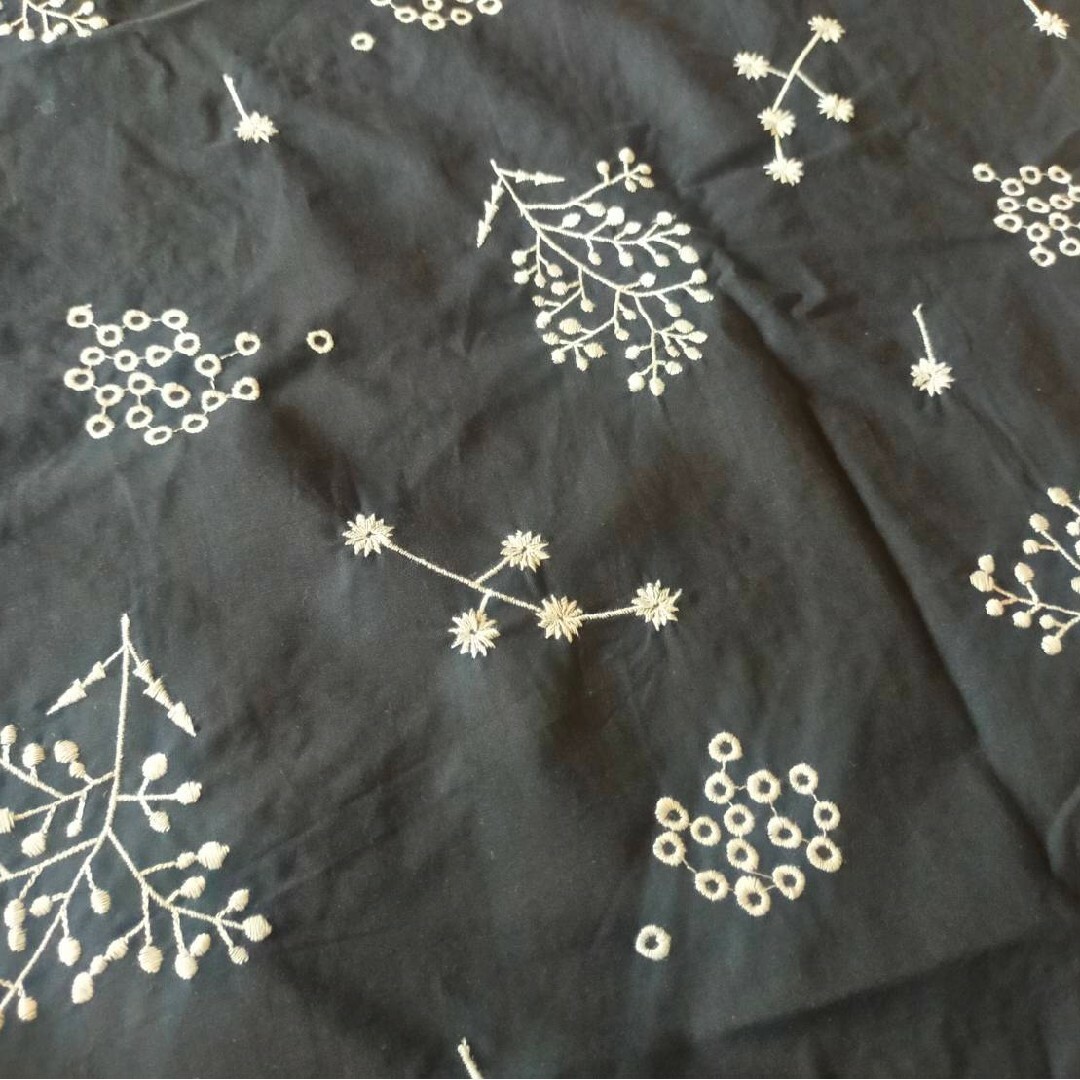 echino エチノ　刺繍生地　3.3m　ブラック素材/材料
