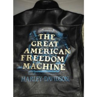 ハーレーダビッドソン(Harley Davidson)のハーレーダビットソン革レザージャケット90’sエンジン・バックプリント&大型刺繍(レザージャケット)