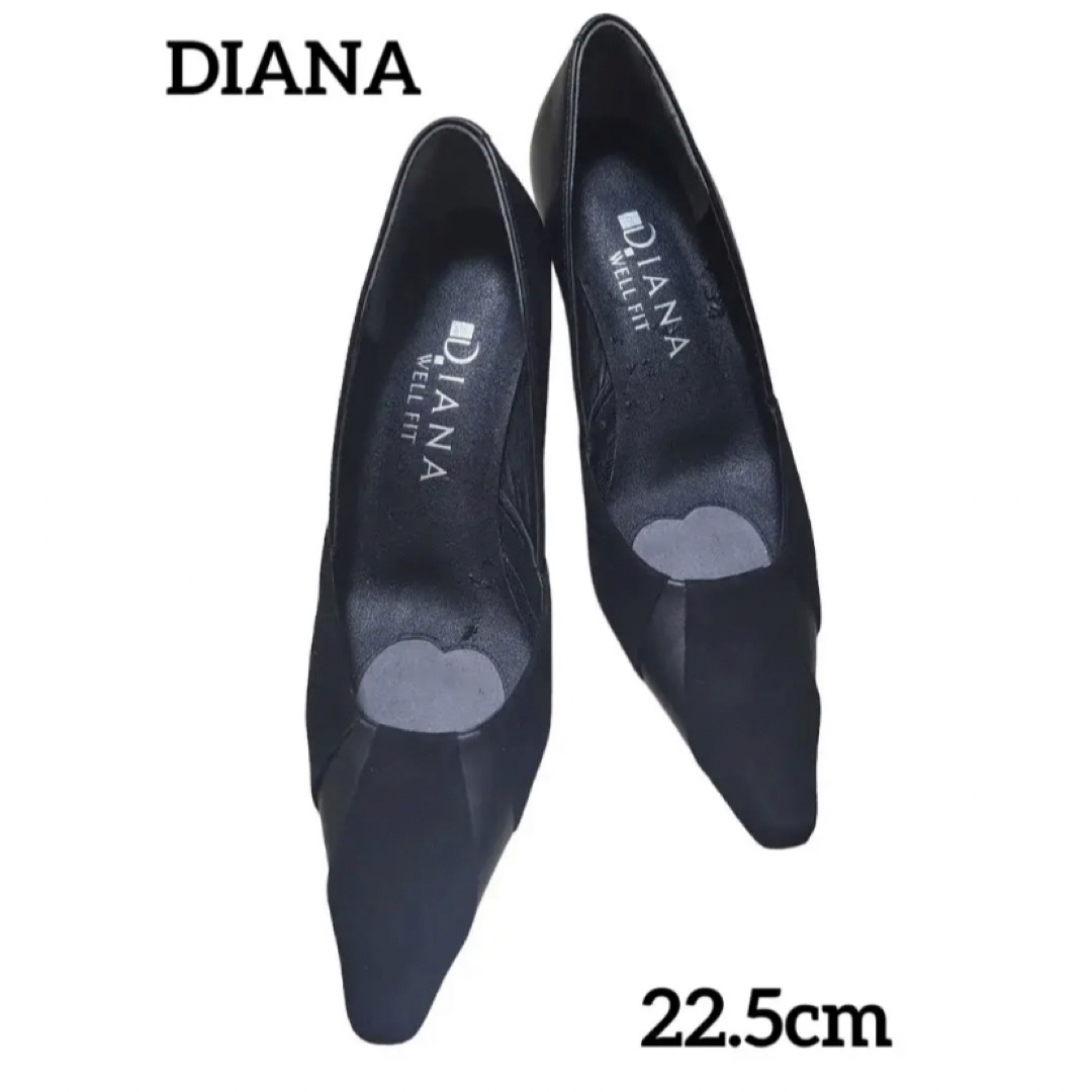 DIANA(ダイアナ)のDIANA  ダイアナ　パンプス　ブラック　スエード　レザー  22.5cm レディースの靴/シューズ(ハイヒール/パンプス)の商品写真