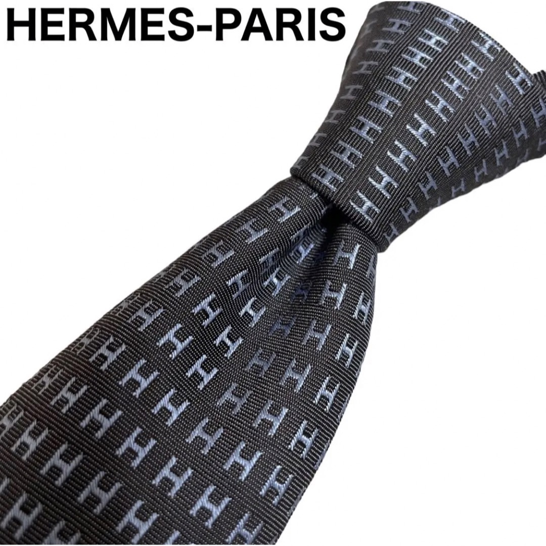 美品 HELMES ネクタイ H柄 ファソネ シルク100 フランス製 - ネクタイ