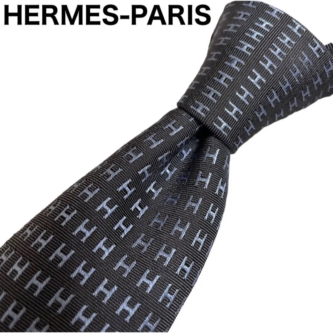 HERMES エルメス ネクタイ ファソネ H柄 グレー - ネクタイ