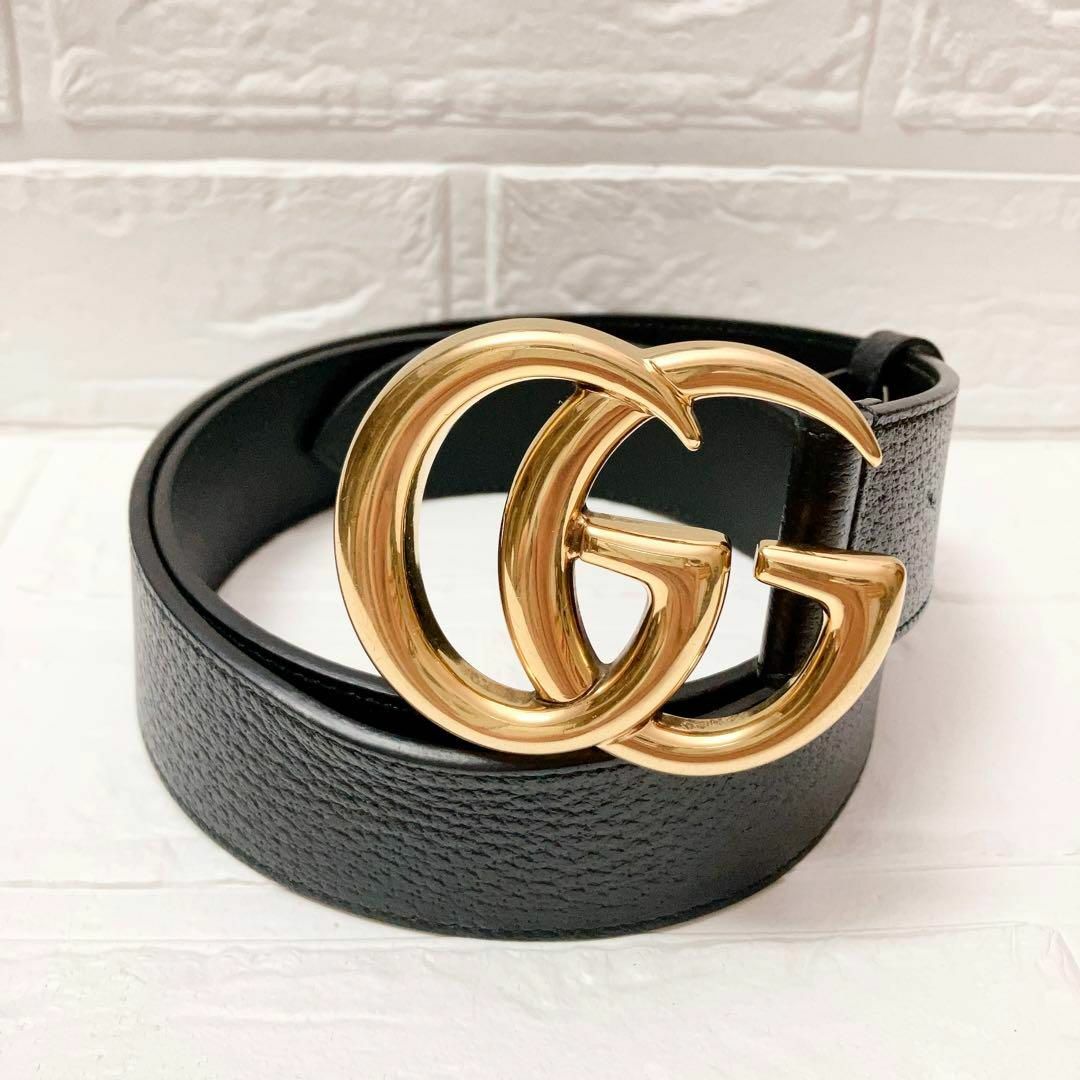 Gucci - 【人気品】グッチ GUCCI GGマーモント レザー ベルト ブラック