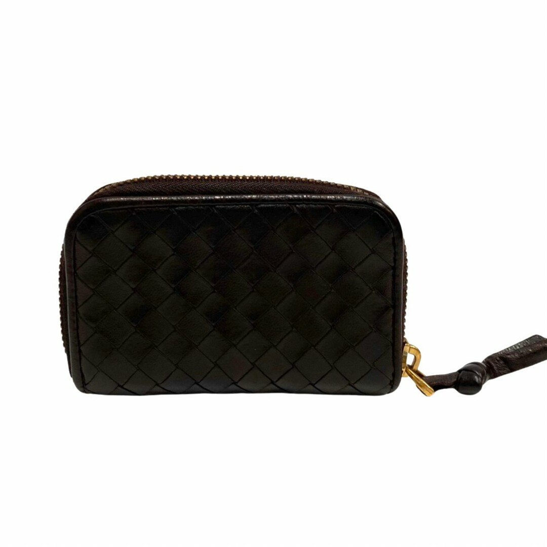 極 美品 箱 袋付 BOTTEGA VENETA ボッテガヴェネタ イントレチャート レザー 本革 ラウンドジップ 小銭入れ コインケース 財布 茶  24810