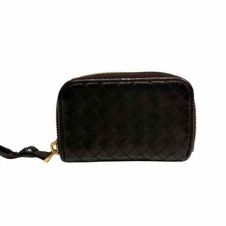 ボッテガヴェネタ(Bottega Veneta)の極 美品 箱 袋付 BOTTEGA VENETA ボッテガヴェネタ イントレチャート レザー 本革 ラウンドジップ 小銭入れ コインケース 財布 茶 24810(コインケース)