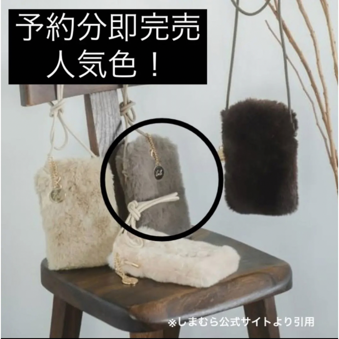 しまむら(シマムラ)のしまむら yumiさんコラボ  スマホショルダー エコファーポシェット ブラウン レディースのバッグ(ショルダーバッグ)の商品写真