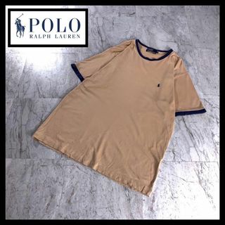 ポロラルフローレン(POLO RALPH LAUREN)の00s ラルフローレン リンガー Tシャツ ワンポイント刺繍ロゴ ベージュ XL(Tシャツ/カットソー(半袖/袖なし))