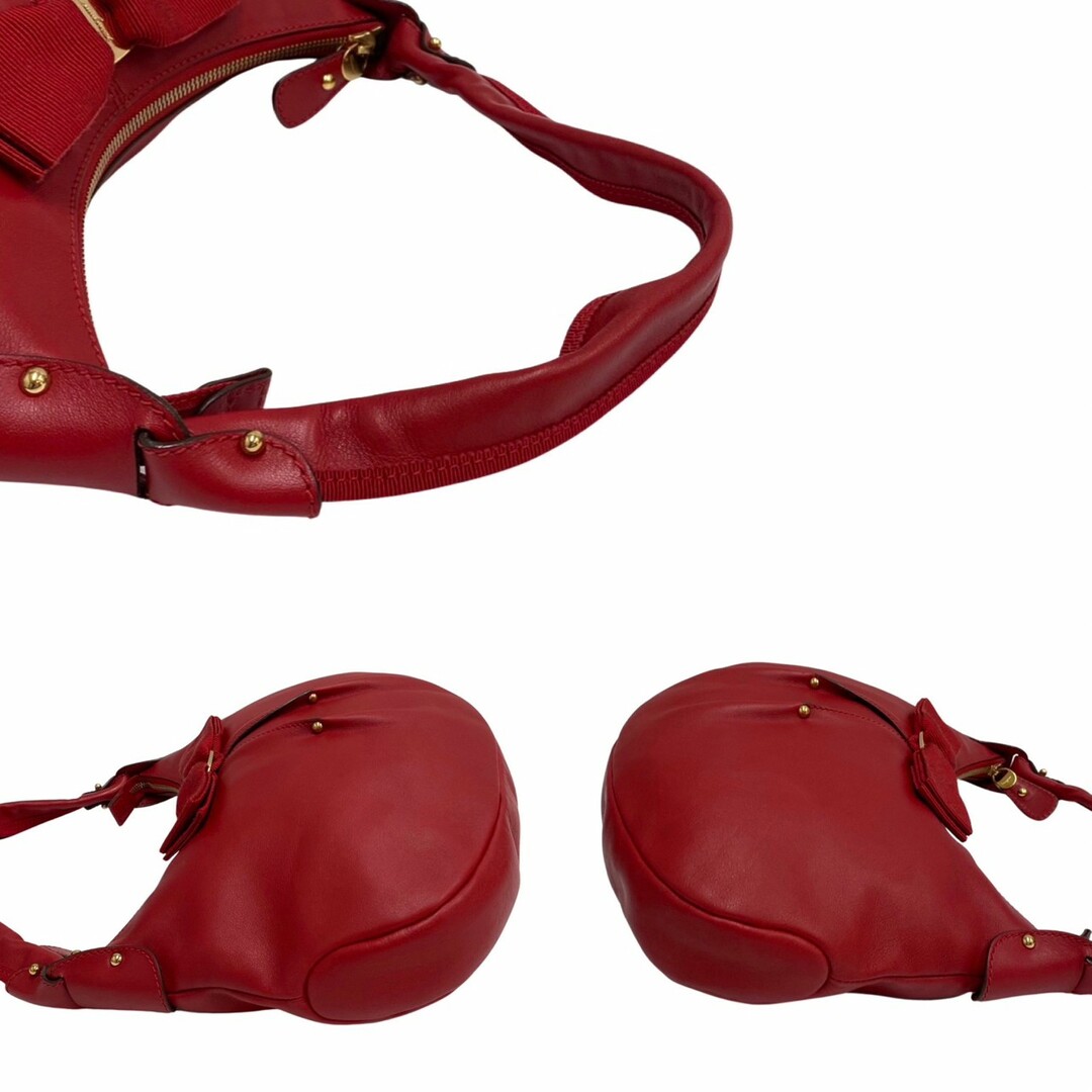 極 美品 Salvatore Ferragamo フェラガモ ヴァラリボン 金具 レザー 本