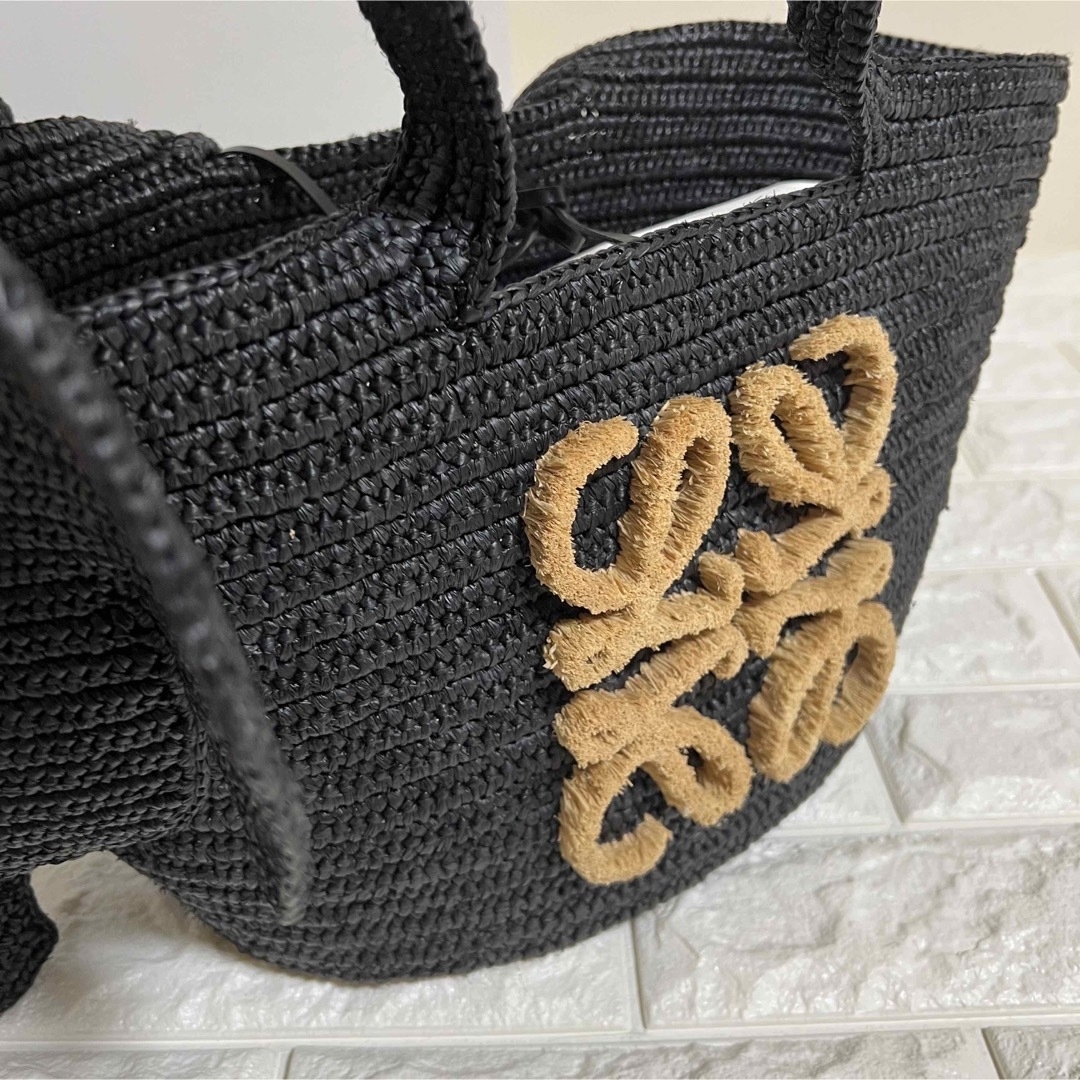 LOEWE - ロエベ エレファント バスケットバッグ ラフィア ブラック