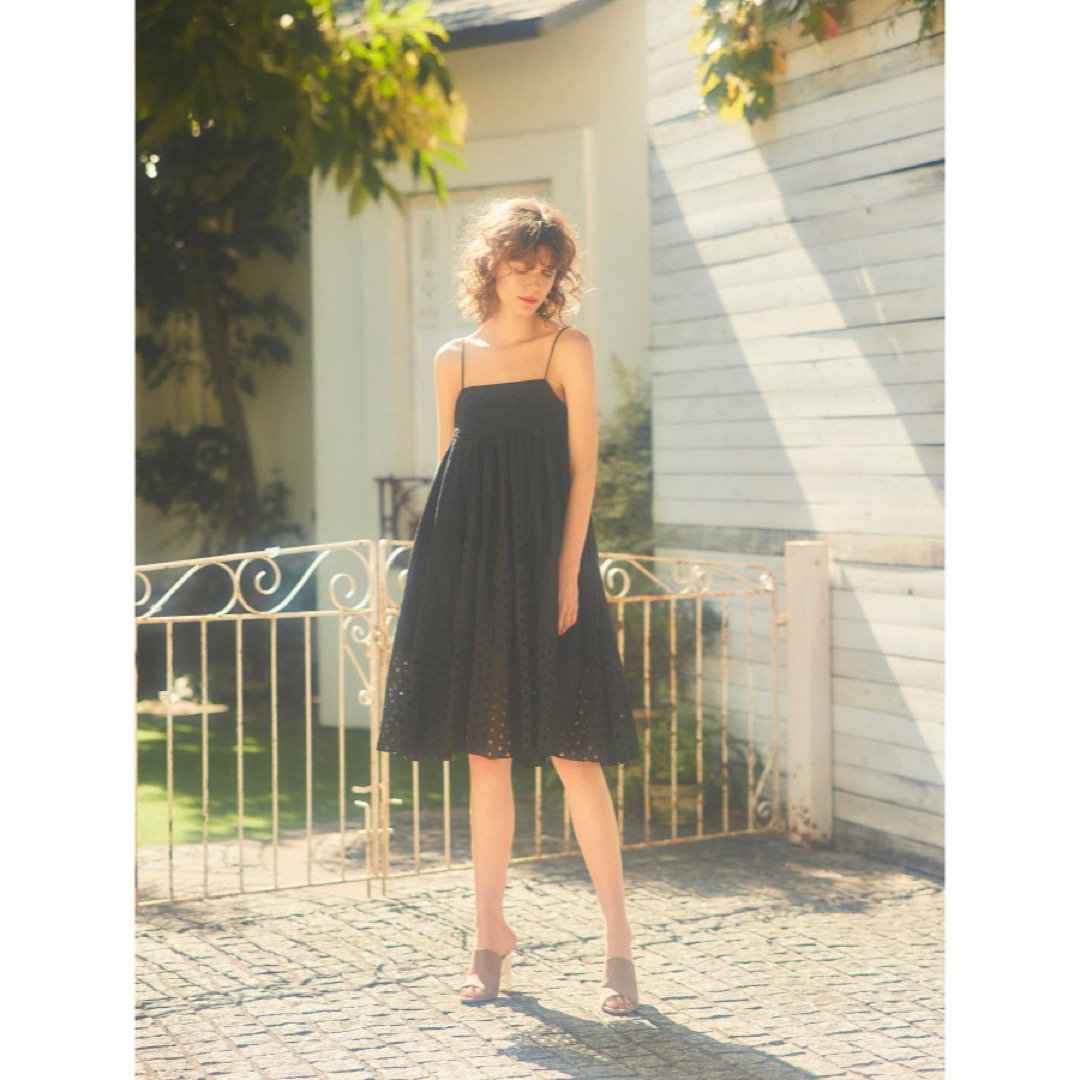 rosarymoon Dot Eyelet Code Dress ワンピース 黒