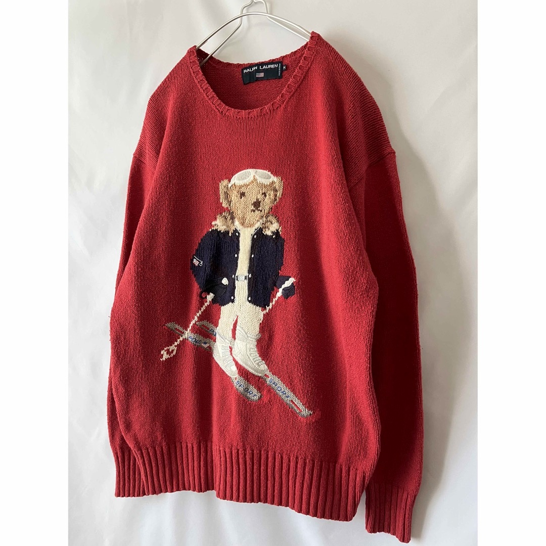 POLO RALPH LAUREN(ポロラルフローレン)の90s ヴィンテージ ラルフローレン ポロスポーツ ポロベア ハンドニット メンズのトップス(ニット/セーター)の商品写真