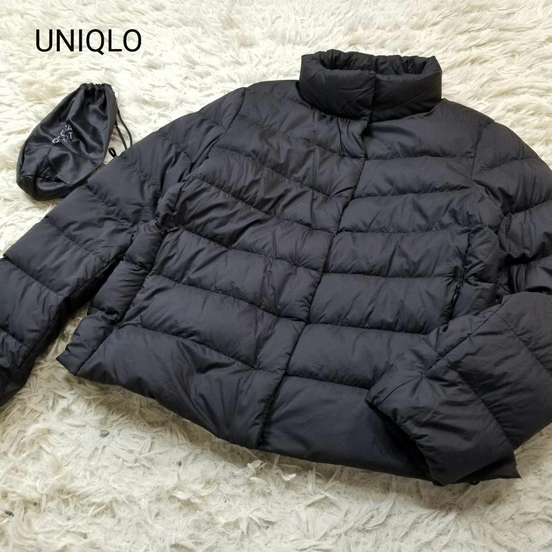 UNIQLO(ユニクロ)の収納袋付きUNIQLOレディースM比翼仕立てウルトラライトダウンジャケット黒 レディースのジャケット/アウター(ダウンジャケット)の商品写真