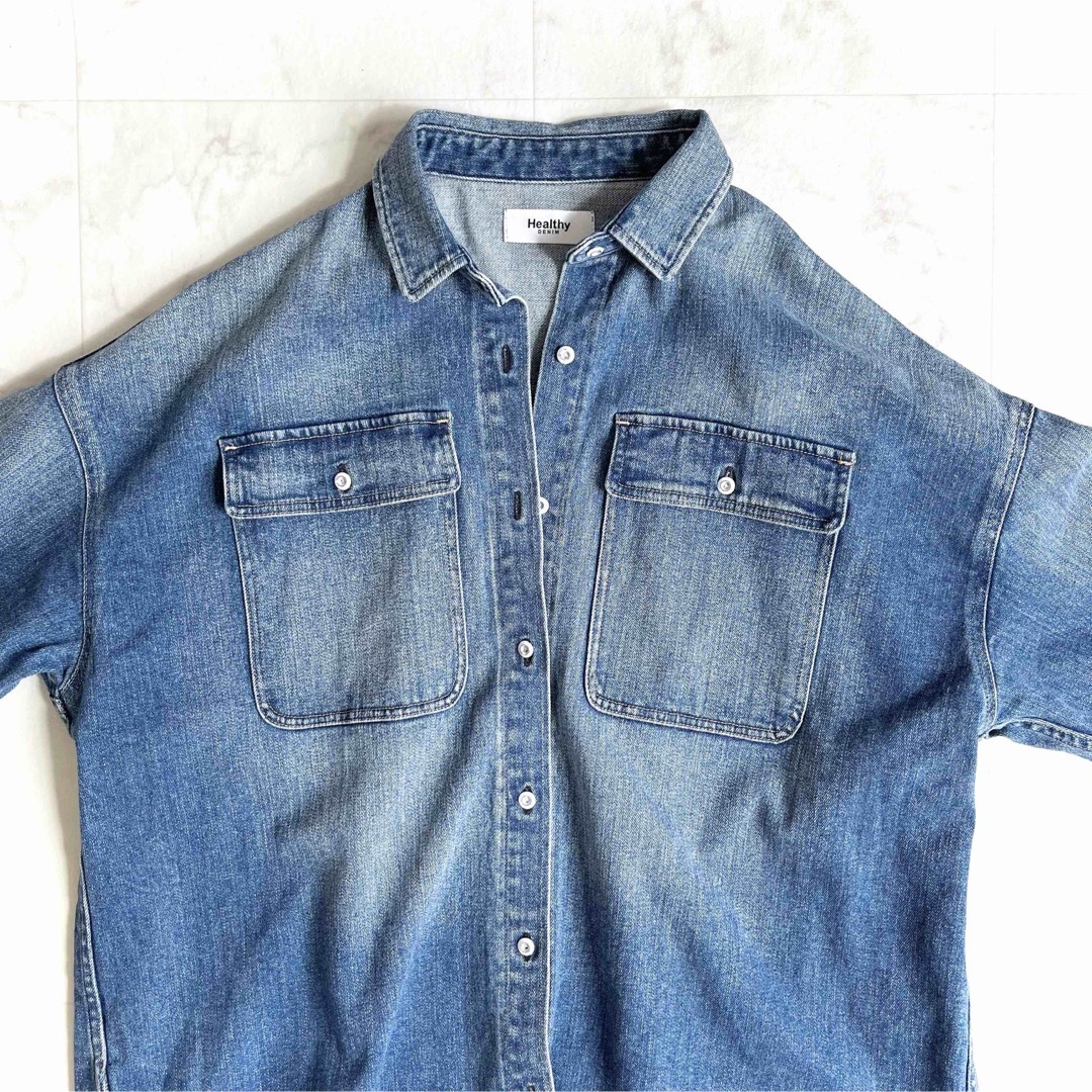 Healthy DENIM(ヘルシーデニム)のmimi様専用☆ヘルシーデニム ALMONDデニムシャツ オーバーサイズ  レディースのジャケット/アウター(Gジャン/デニムジャケット)の商品写真