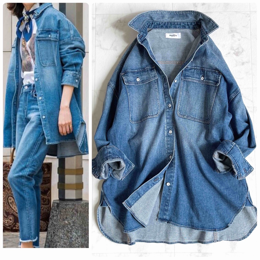 Healthy DENIM(ヘルシーデニム)のmimi様専用☆ヘルシーデニム ALMONDデニムシャツ オーバーサイズ  レディースのジャケット/アウター(Gジャン/デニムジャケット)の商品写真