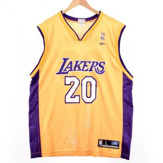 リーボック(Reebok)の古着 リーボック Reebok NBA LOS ANGELES LAKERS ロサンゼルスレイカーズ Vネック メッシュタンクトップ ゲームシャツ メンズXL /eaa320370(タンクトップ)