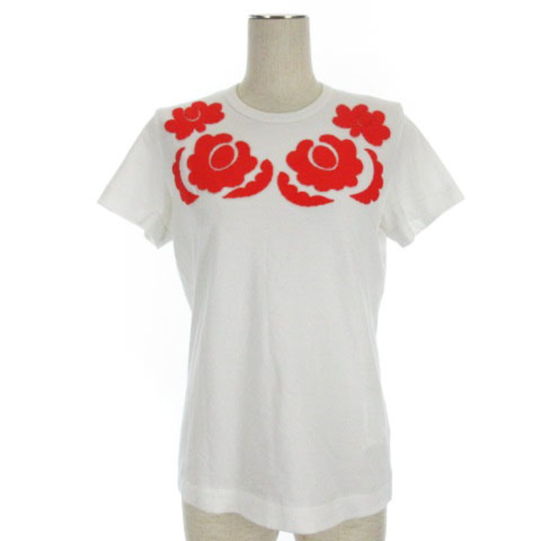トリココムデギャルソン Tシャツ カットソー 半袖 花柄 ホワイト S