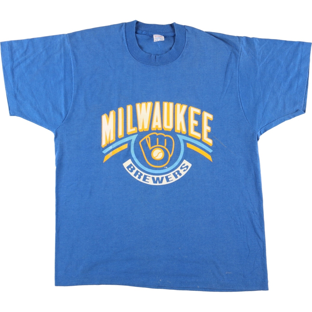 80年代 チャンピオン Champion トリコタグ MLB MILWAUKEE BREWERS ミルウォーキーブルワーズ スポーツプリントTシャツ USA製 メンズL ヴィンテージ /eaa320968