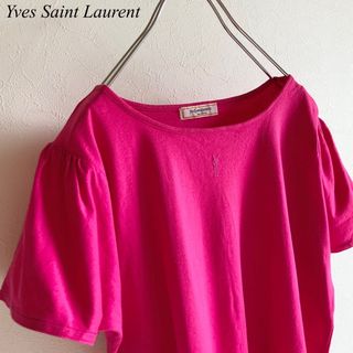 イヴサンローラン(Yves Saint Laurent)のビンテージ イヴサンローラン ロゴ刺繍 フレアスリーブ Tシャツ 半袖カットソー(Tシャツ(半袖/袖なし))