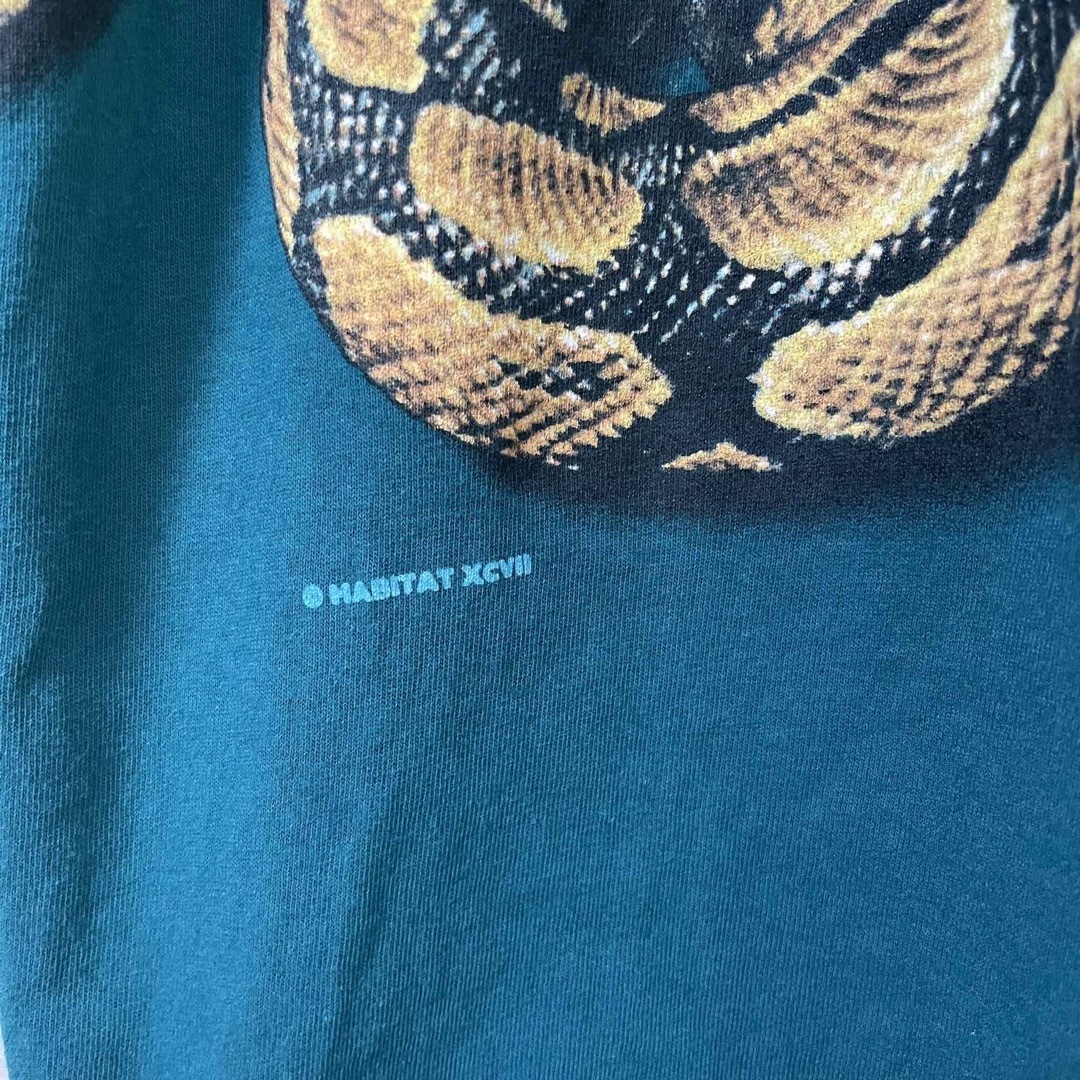 ハビタット ボールパイソン 両面プリント 蛇柄 Tシャツ ヘビ グリーン L