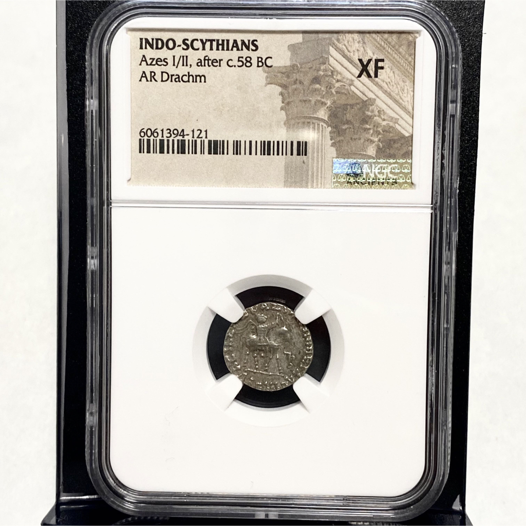 紀元前58年 インド スキタイ ドラクマ 銀貨 NGC XF 古代 コイン 2