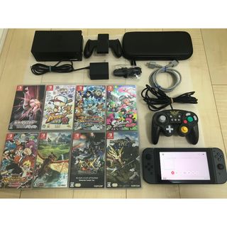 ニンテンドースイッチ(Nintendo Switch)の超お得✨画面美品バッテリー強化新型Switch本体＋ソフト8本セット✨ケース付(家庭用ゲーム機本体)