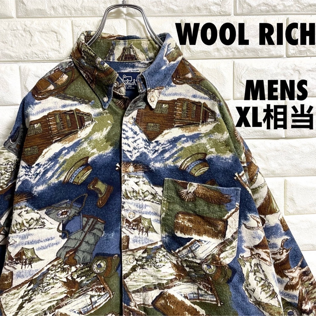 WOOLRICH(ウールリッチ)の90s  ウールリッチ　長袖シャツ　風景柄　総柄　アニマル　メンズXLサイズ相当 メンズのトップス(シャツ)の商品写真