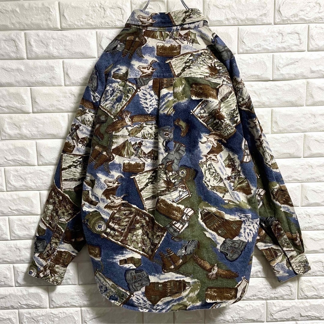 WOOLRICH(ウールリッチ)の90s  ウールリッチ　長袖シャツ　風景柄　総柄　アニマル　メンズXLサイズ相当 メンズのトップス(シャツ)の商品写真