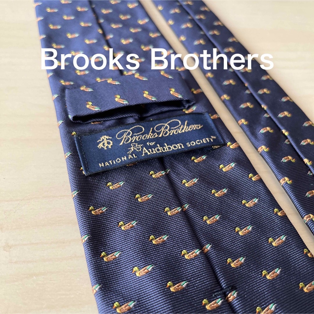 【未使用】Brooks Brothers 野鳥柄　小紋　ネクタイ　ネイビー