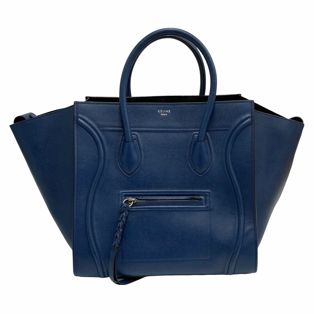 極 美品 希少品 CELINE セリーヌ ロゴ ラゲージ ファントム レザー 本革 スエード ハンドバッグ トートバッグ ブルー 青 84846 |  フリマアプリ ラクマ